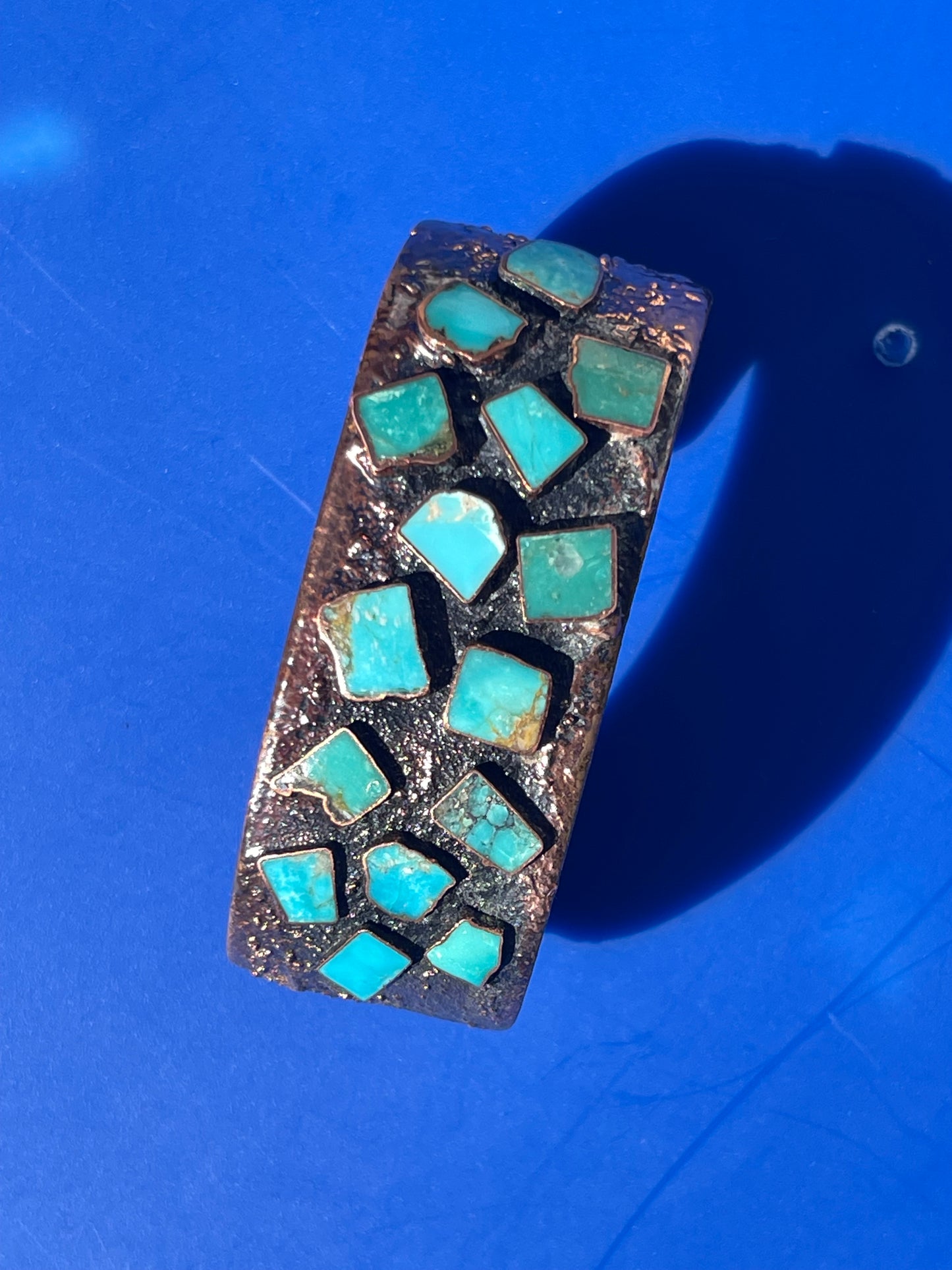 FOR SALE VINTAGE NAVAJO Bell Trading Post Southwestern turquoise 100% copper bracelet Native artists