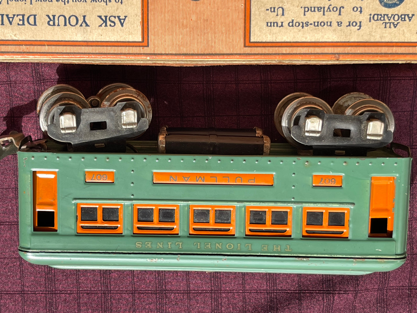 NIB 1920s 1930s Lionel No 607 Pullman "Blue" original box Vintage Lionel Trains