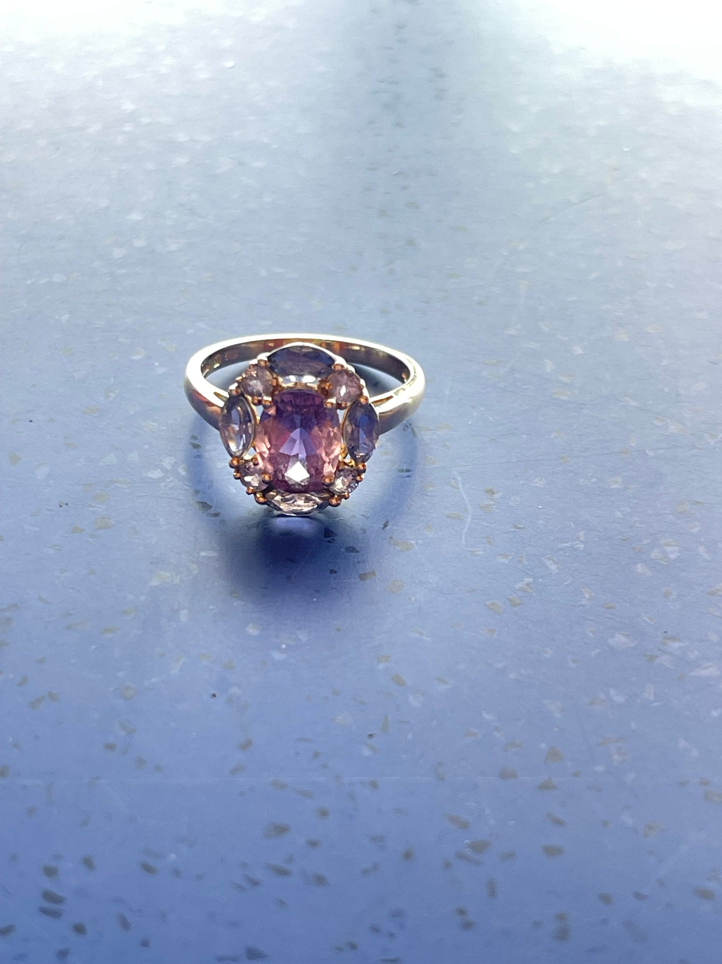 14K Yellow Gold Amethyst Cluster ring 585 wedding ring engagement ladies unisex