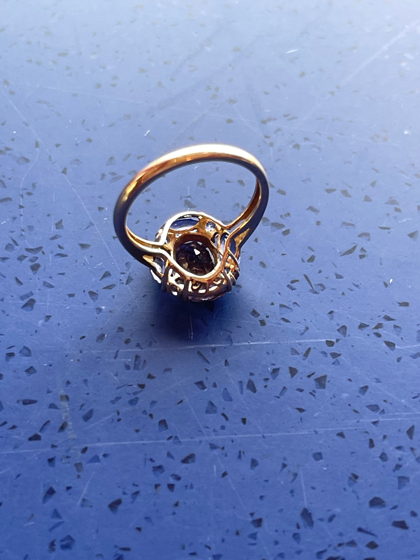 14K Yellow Gold Amethyst Cluster ring 585 wedding ring engagement ladies unisex