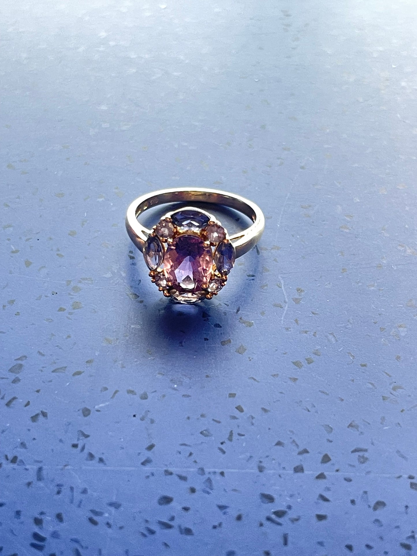 14K Yellow Gold Amethyst Cluster ring 585 wedding ring engagement ladies unisex