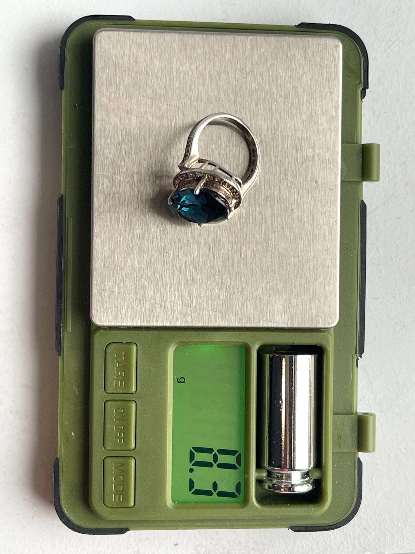 VINTAGE ANTIQUE STERLING SILVER THAILAND TOURMALINE DIAMOND RING SAPPHIRE Size 7