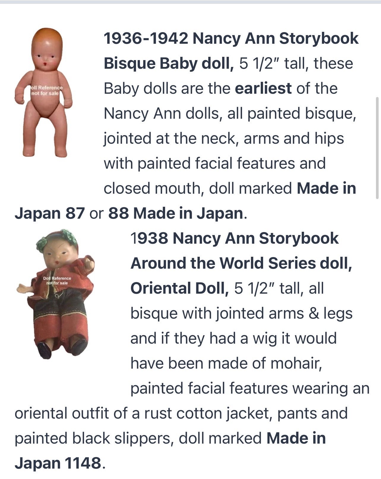Vintage 1940s Nancy Ann Storybook Doll "159 Ring Around A Rosy" - lots of vintage nasd & other dressed dolls