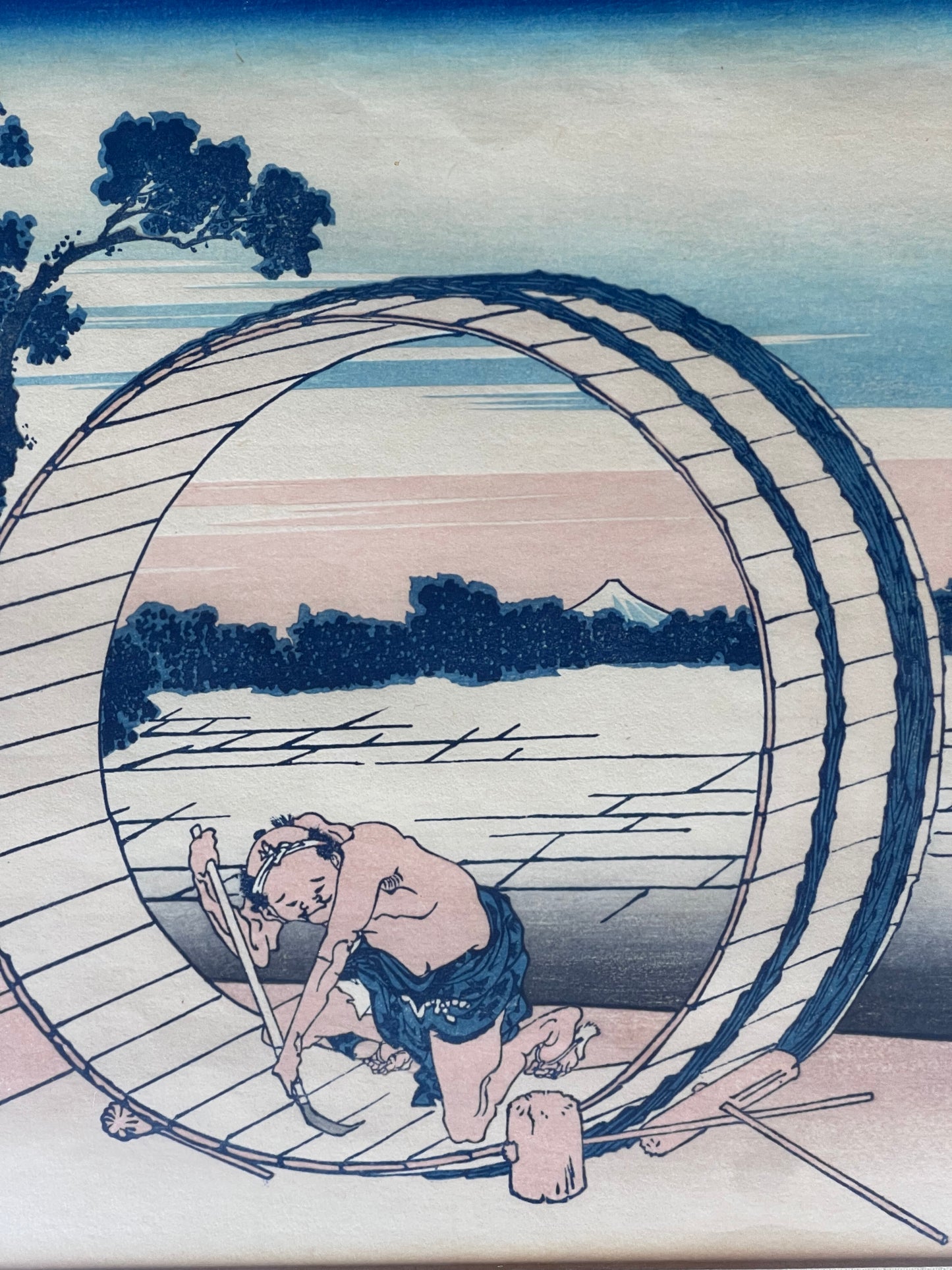 Famous Japanese artist Hokusai woodblock print of Fujimigahara in Owari Province from the art series “36 Views of Mount Fuji”