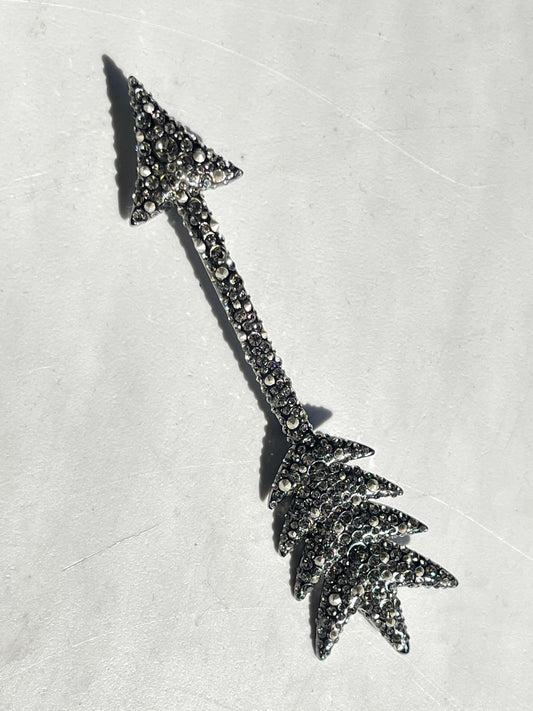 Handmade large Alexis Bittar large Brooch Swarovski crystals arrow hematite titanium pin - Sex in the City jewelry design