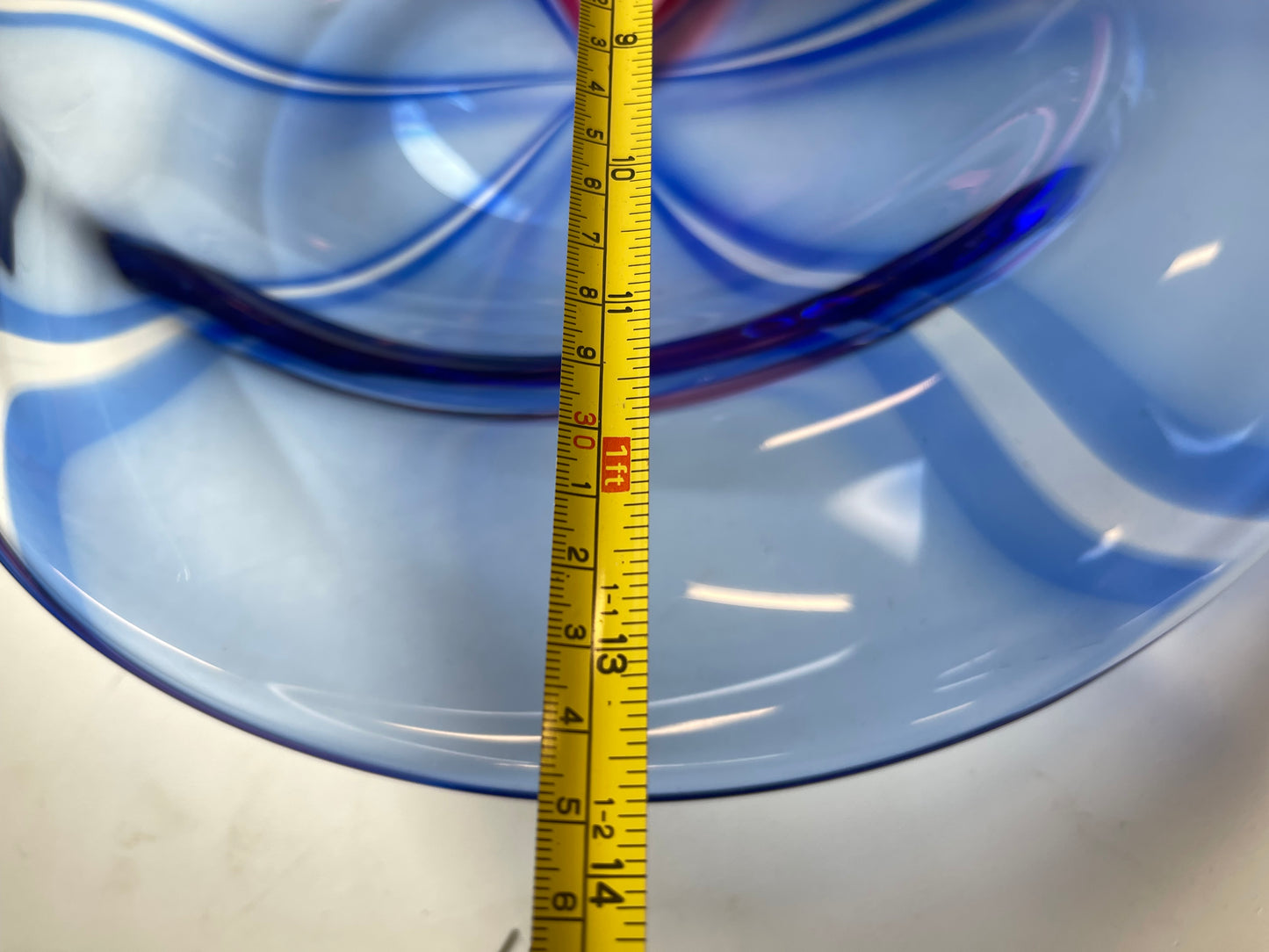 FOR SALE Archimede Seguso Murano glass art piece pink blue swirl girl oversized candy dish handmade glass blowing