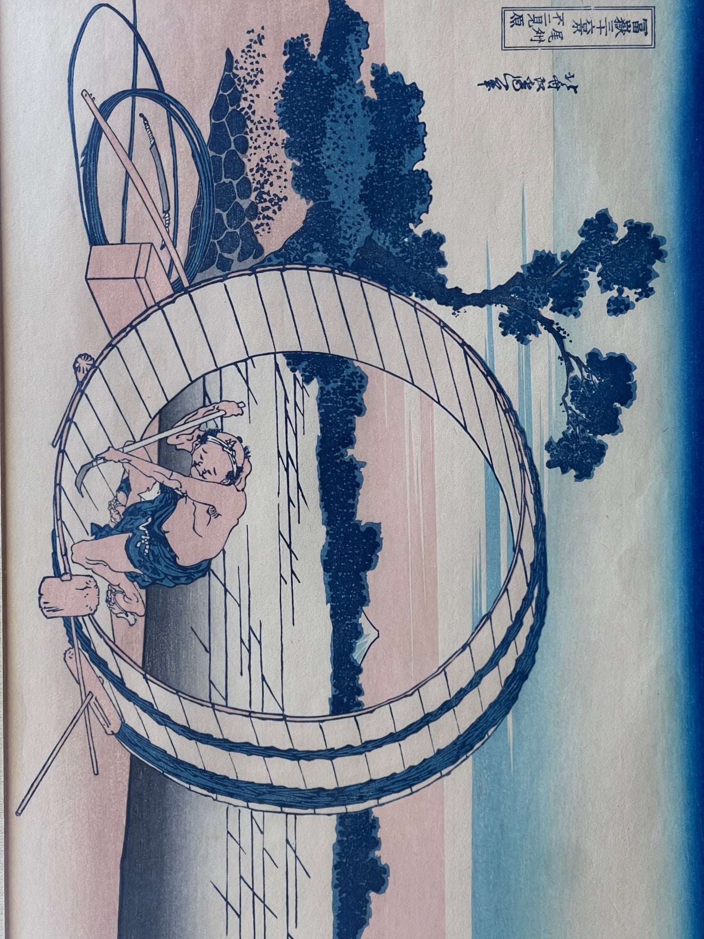 Famous Japanese artist Hokusai woodblock print of Fujimigahara in Owari Province from the art series “36 Views of Mount Fuji”