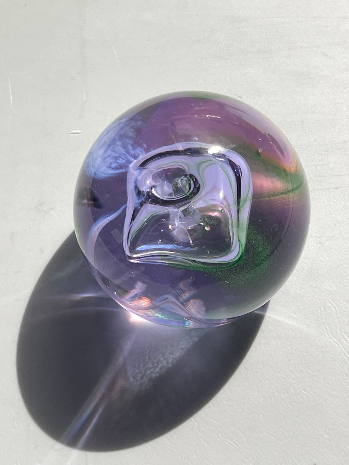 1980s 1990 Caithness Glass Scotland Crystal Pink Blue Twist Designer Paperweight