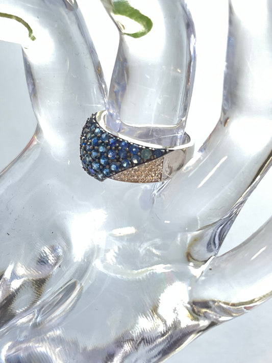 BW JAMES 14k 585 white gold Sapphires Diamonds ring size 7-1/2 5.7 grams lot