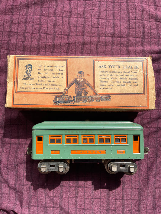 NIB 1920s 1930s Lionel No 607 Pullman "Blue" original box Vintage Lionel Trains