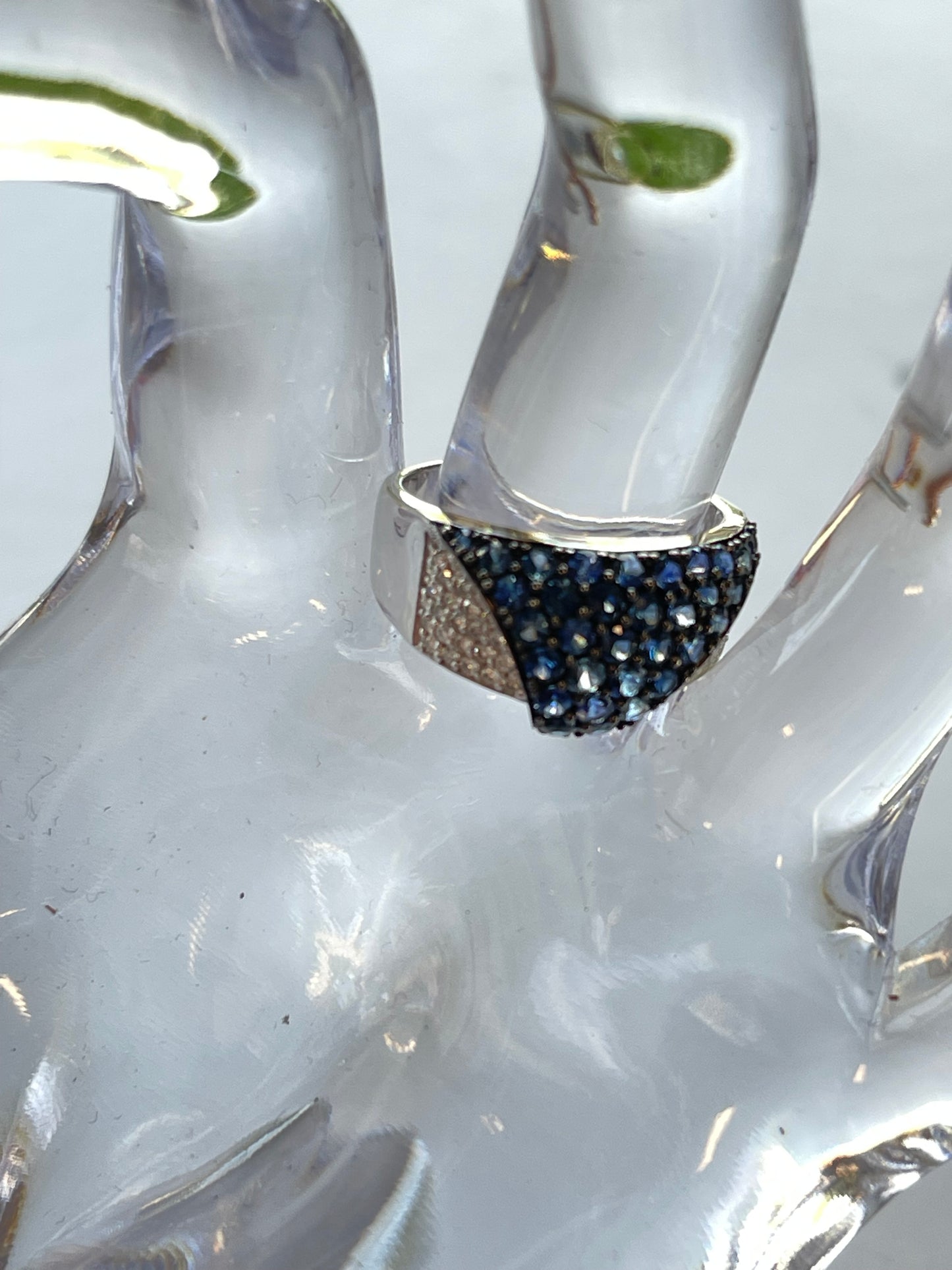 BW JAMES 14k 585 white gold Sapphires Diamonds ring size 7-1/2 5.7 grams lot