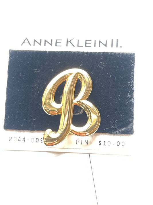 NWT Vintage 1990s ANNE KLEIN Pin Gold Tone Brooch letter B initial lots jewelry