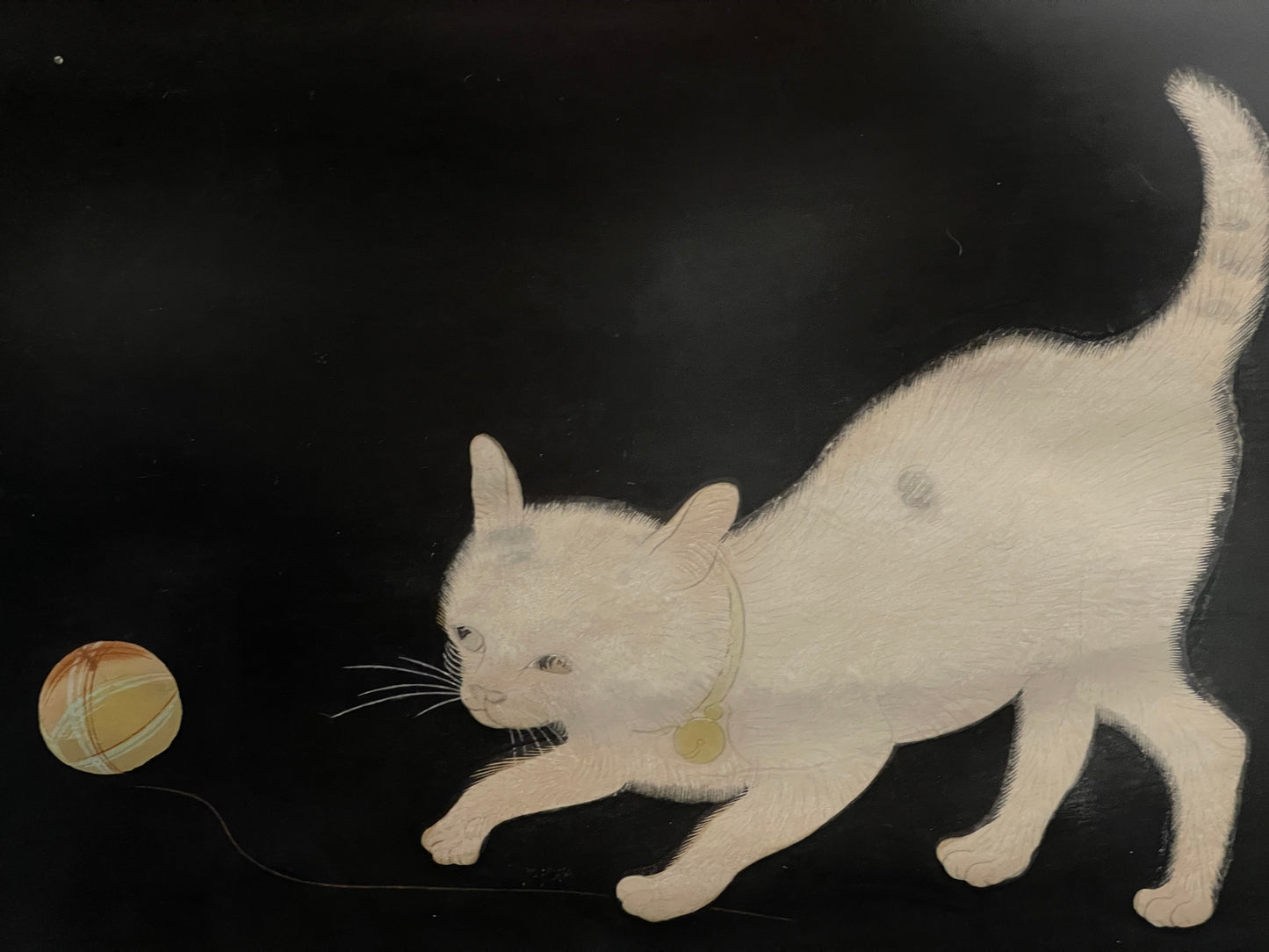 1952 Koyo Omura Signed Woodblock Print "Cat at Play" Matted original Framed art